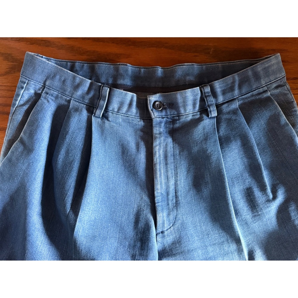 Dockers Individual Fit Mens 34x30 Pleated Classic Fit Blue Denim Pants